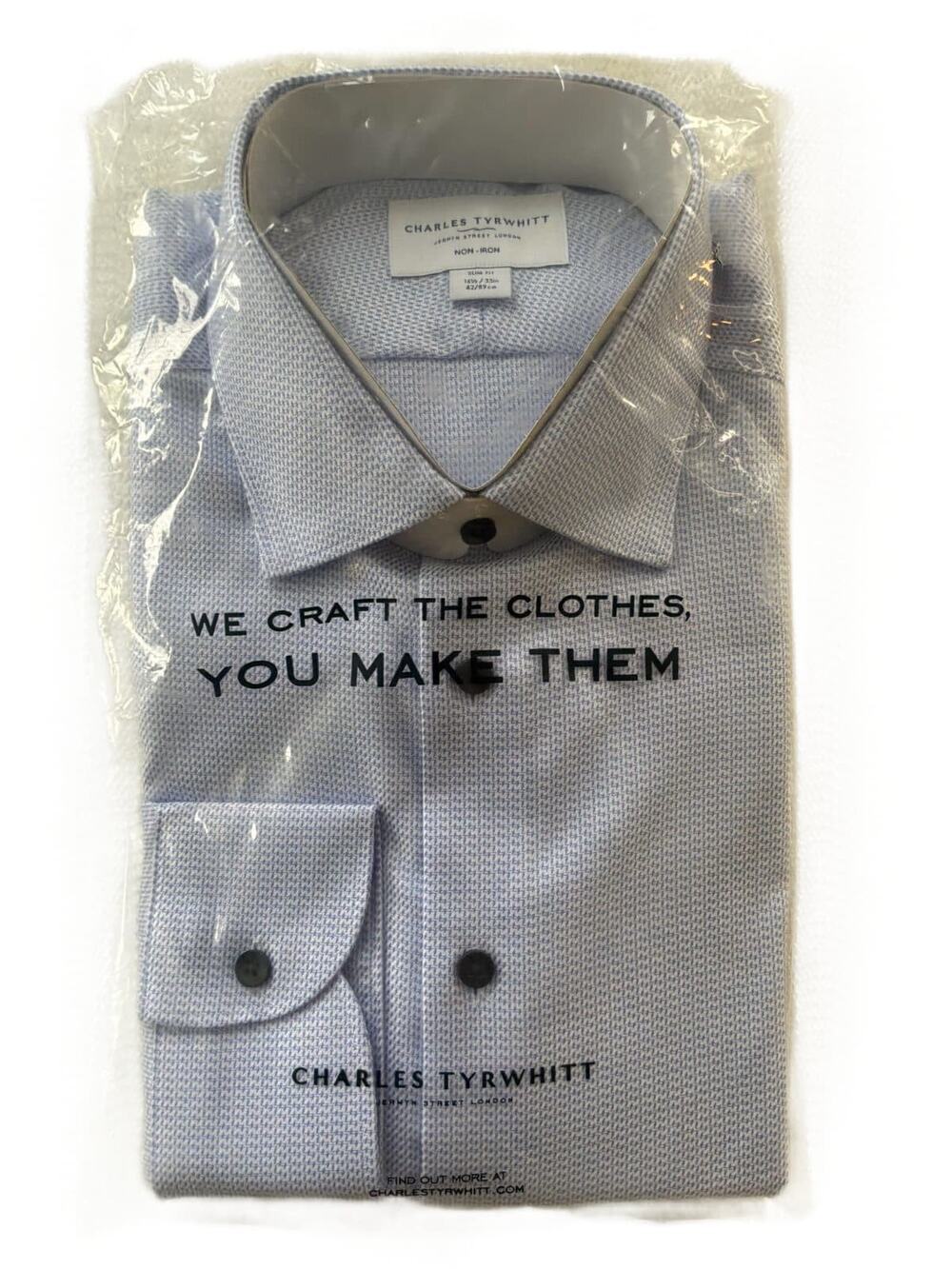 Charles Tyrwhitt Slim Fit Non-Iron Stretch Dress Shirt 16.5/35 Cornflower Blue N